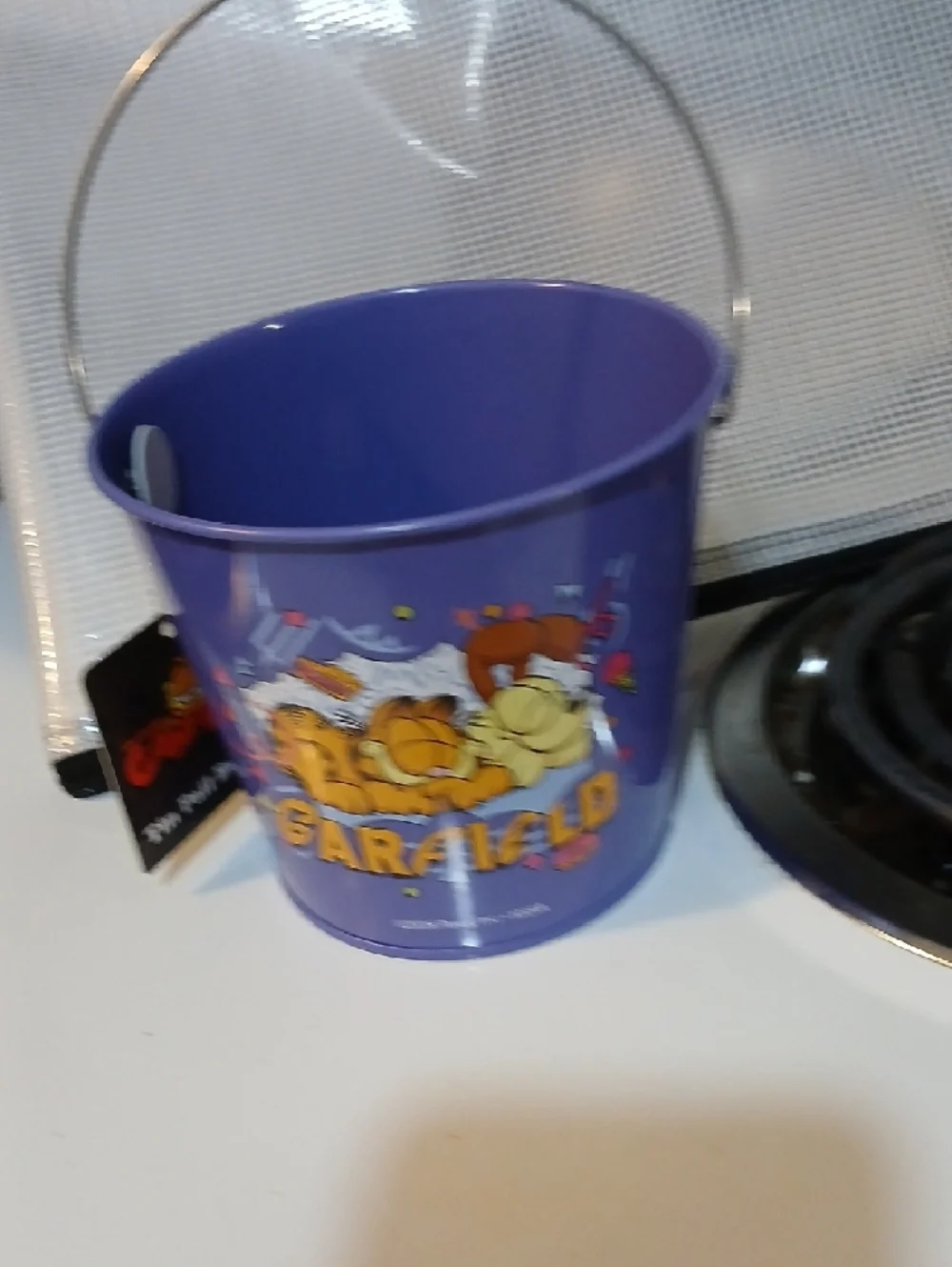 Garfield Purple Tin Pail Bucket with Handle - Licensed Party Favor